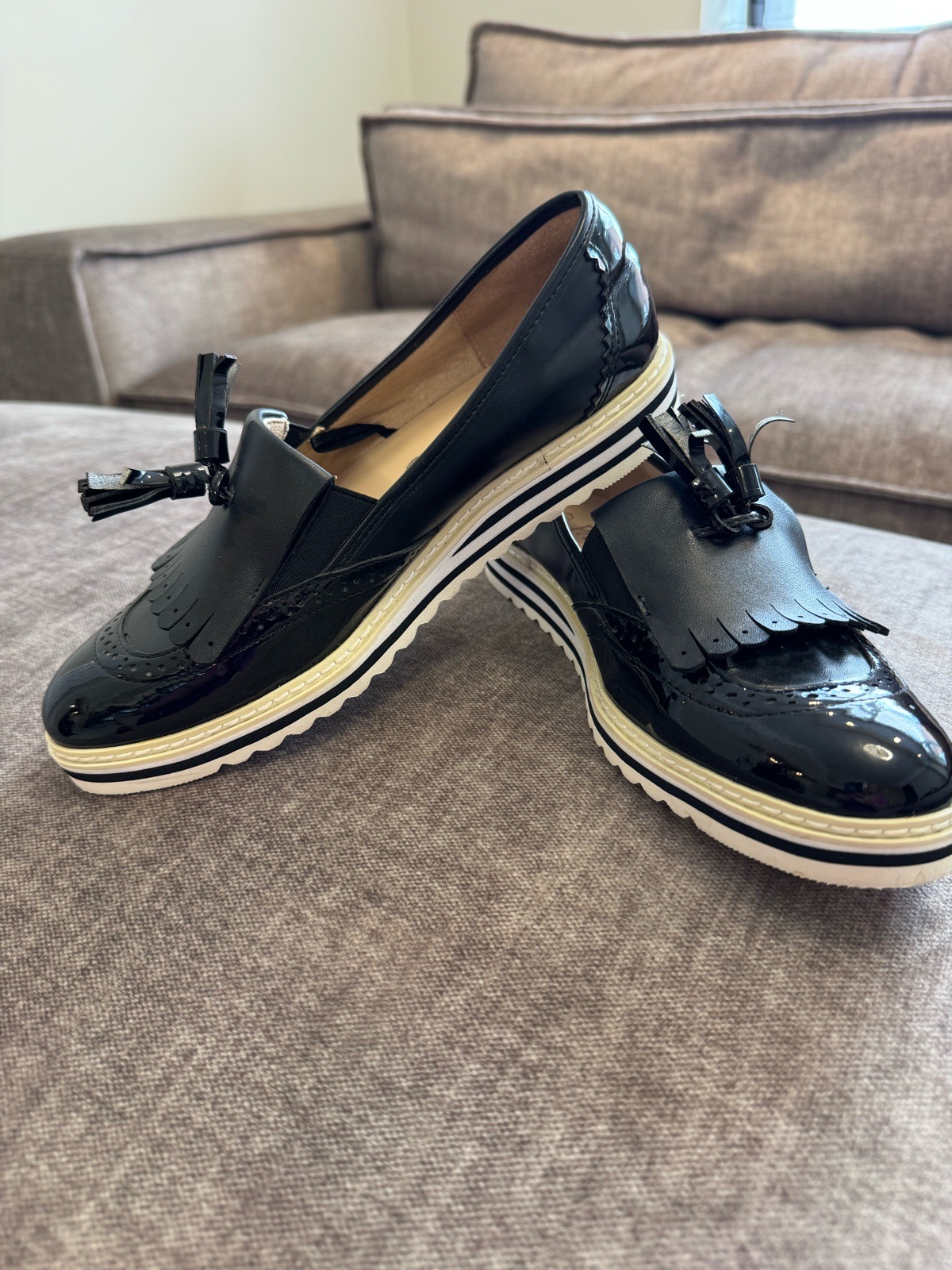 Pavers size 5 wide loafers. Excellent condition black and black patent