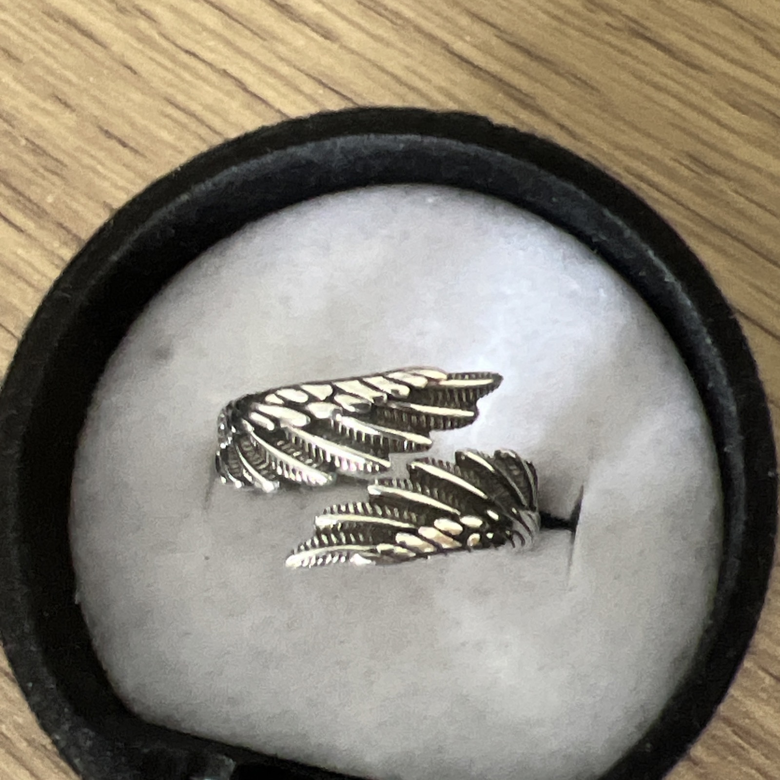 925 plated angel wing adjustable ring