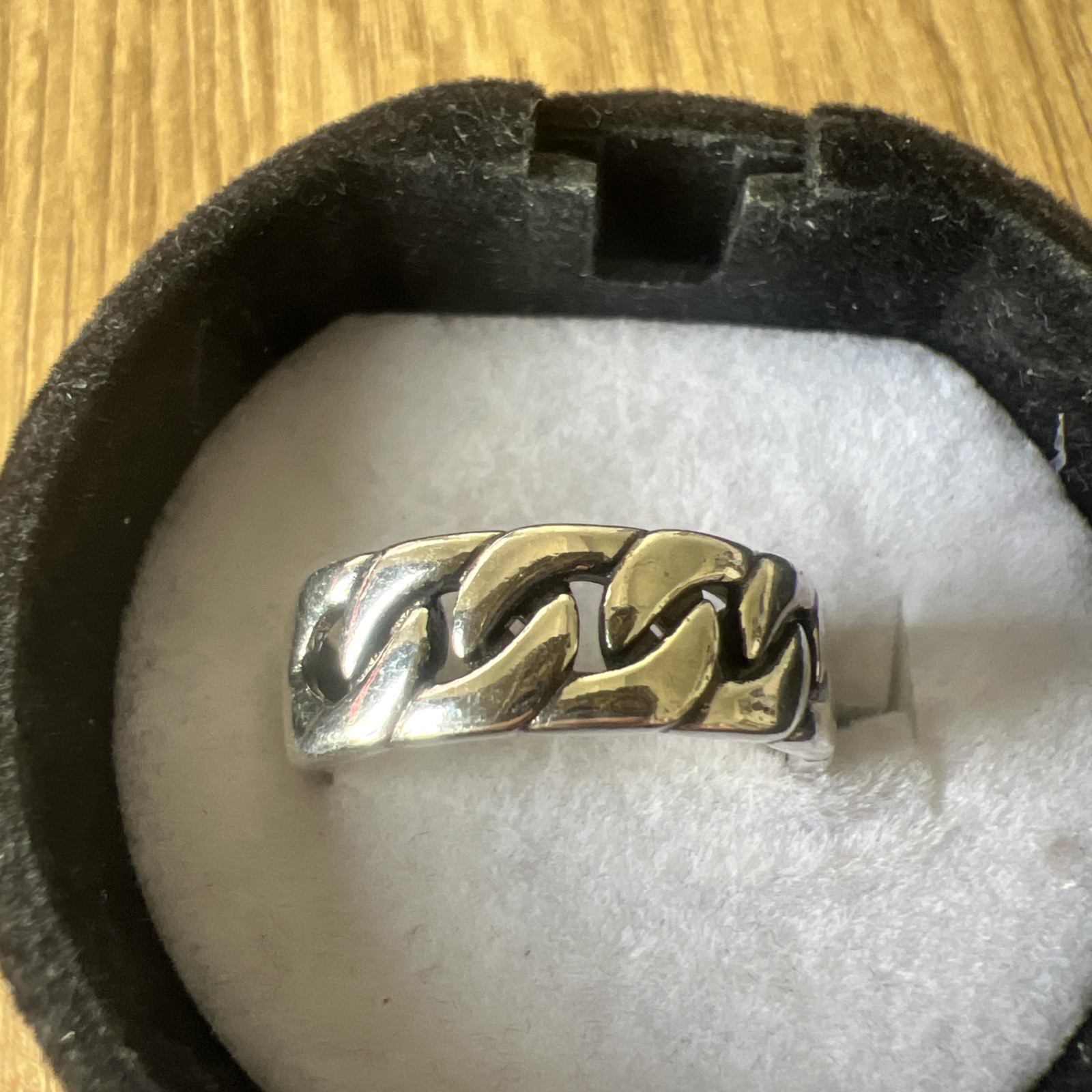 S925 plated adjustable chain link style ring unisex