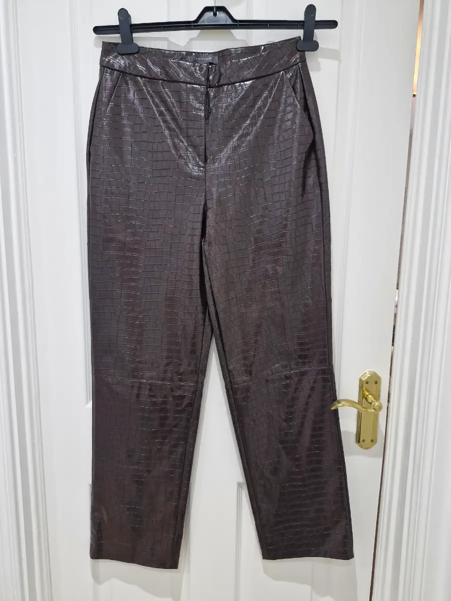 Primark Brown Croc Effect Faux Leather Trousers..Size 12uk ..NWOT