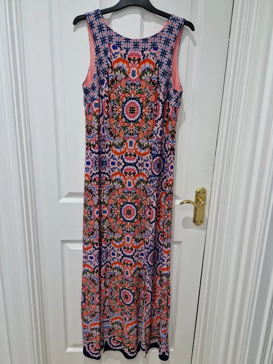 M&Co Coral Blue Paisley Maxi Dress..Size 14uk..Exc Cond