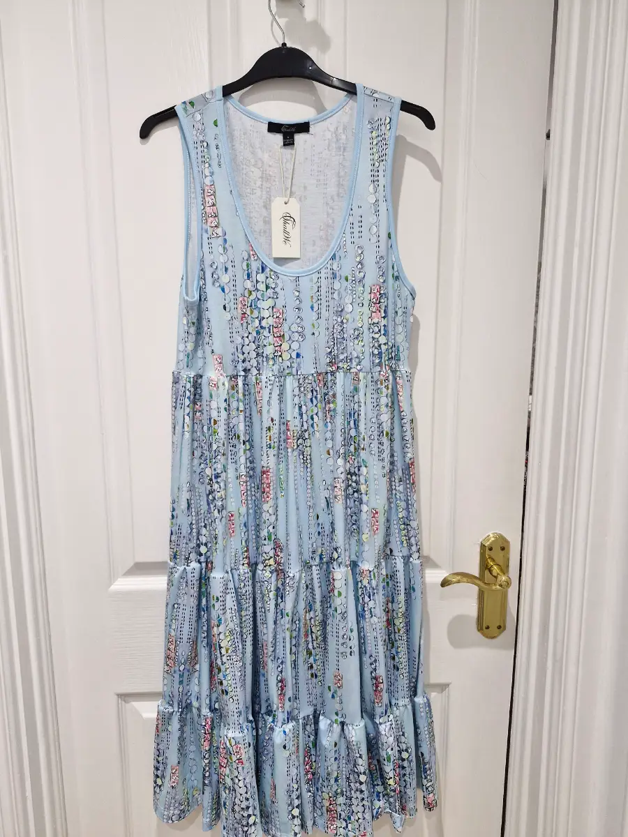 Shall We/ Powder Blue Floral Tiered Dress..Size S/8-10uk NWT