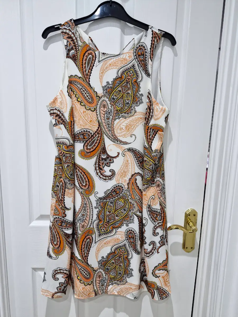 F&F Orange White Paisley Print Dress/ Size 16uk/ Exc Condition