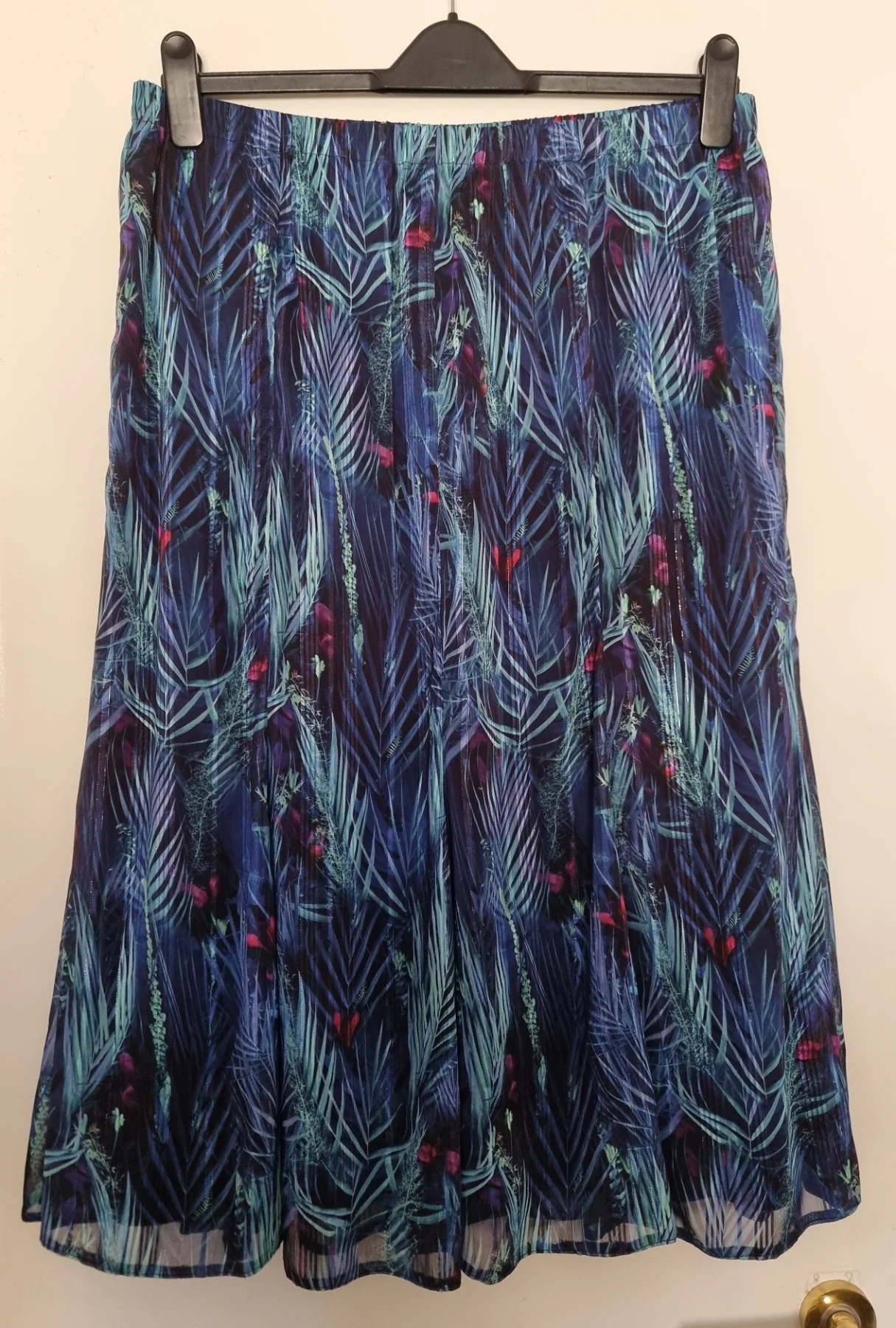Cotswolds Collection UK16 Blue Turquoise Pink Midi Glitter Fairycore A-Line Lined Skirt