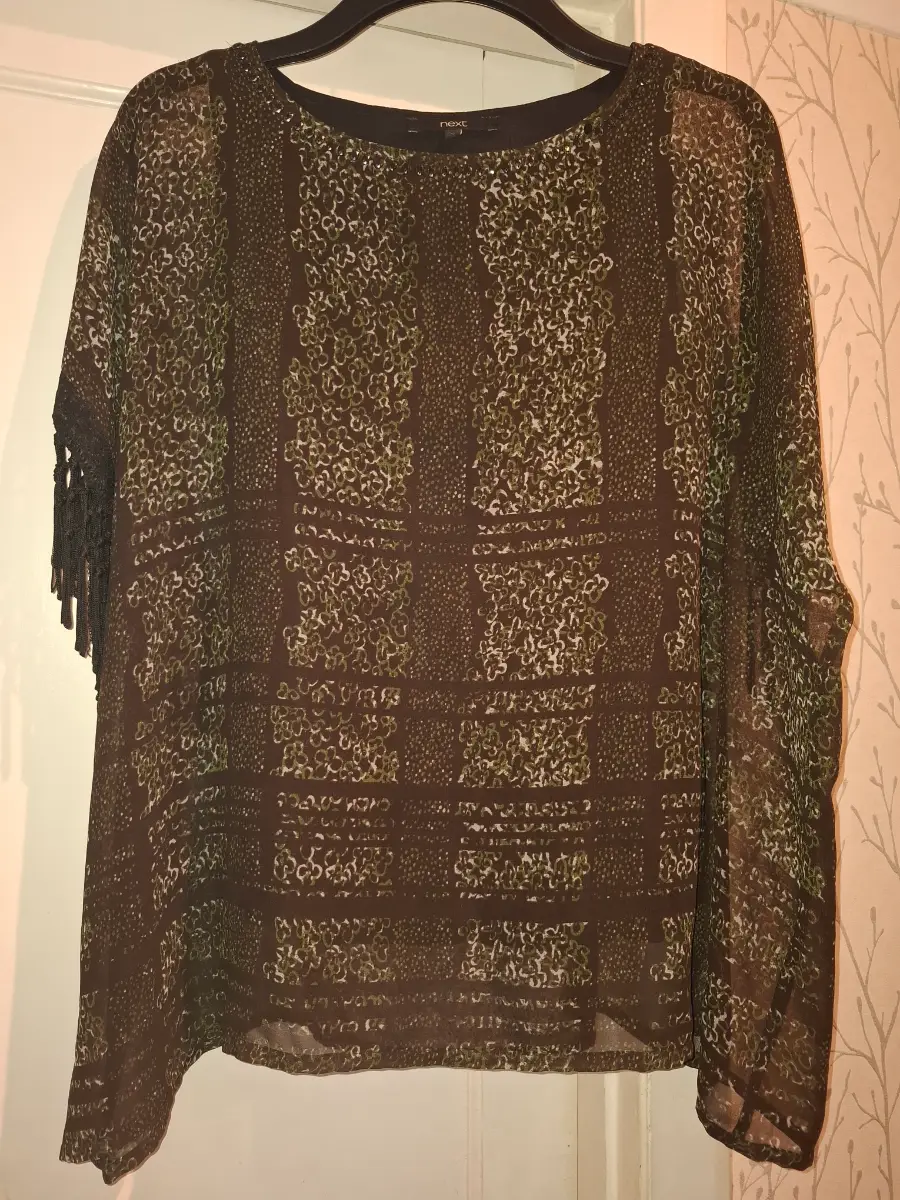 Ladies Next sheer animal print top size 12