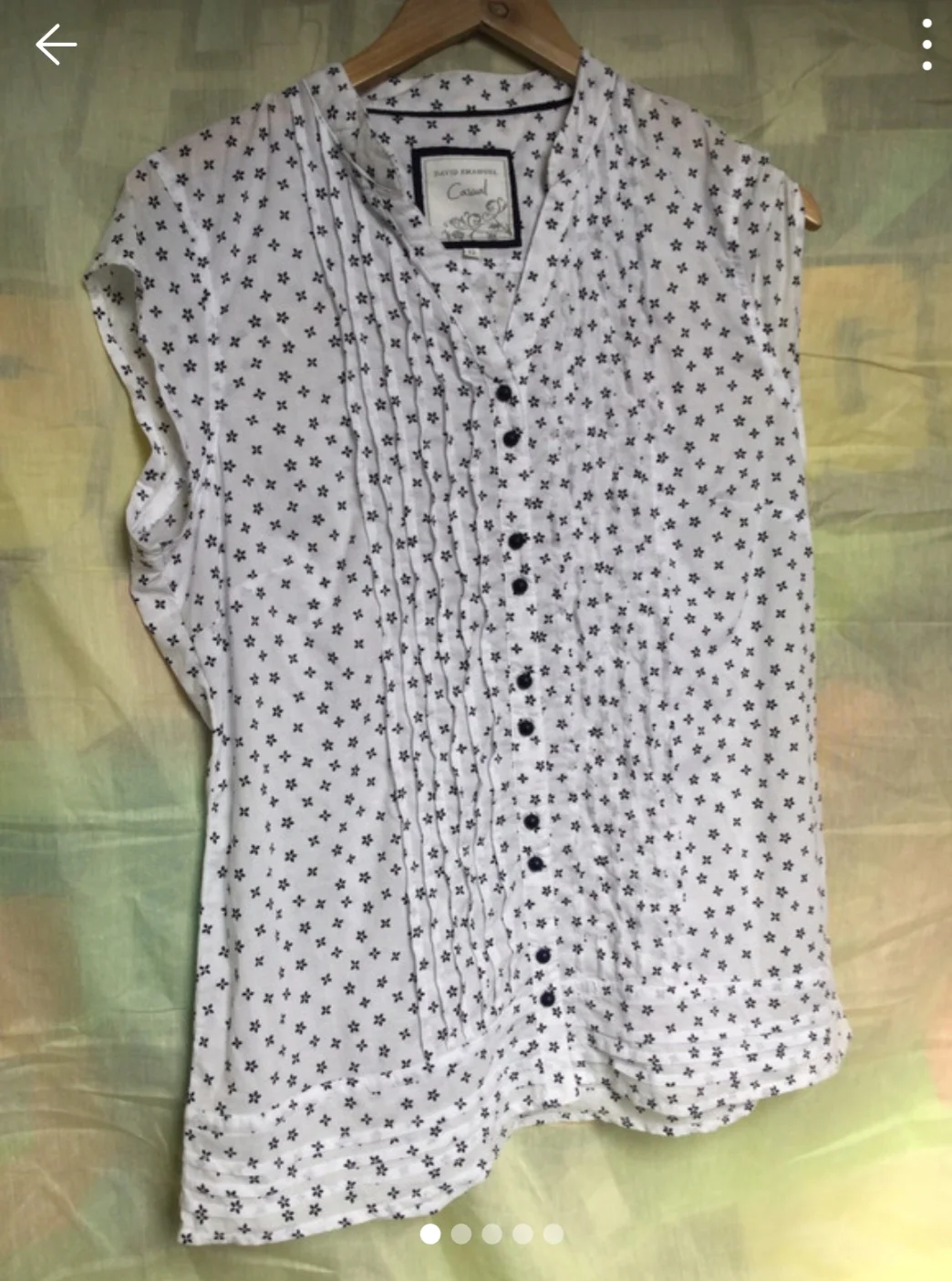 Ladies ditsy pleated front blouse