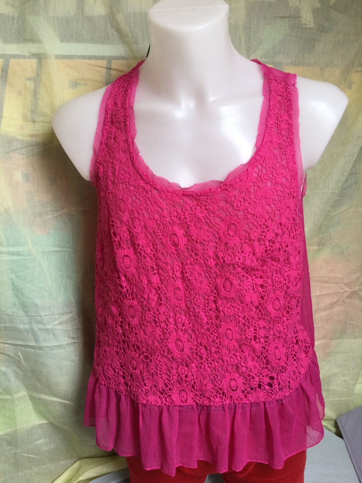 Pink crochet front cami vest