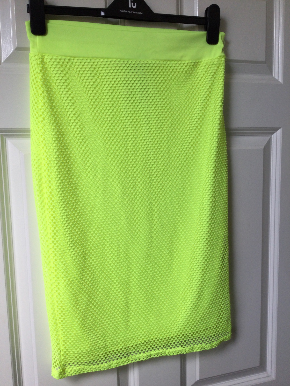 Fishnet overlay stretchy knee length skirt