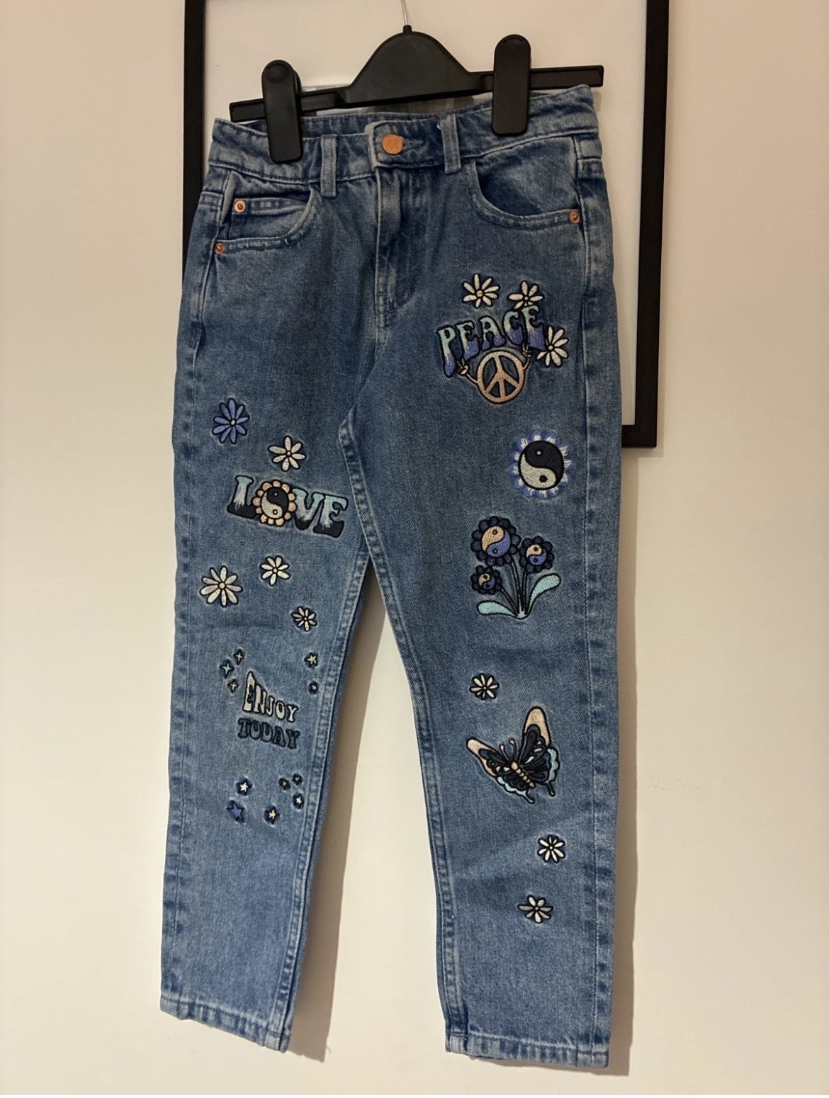 M&S Kids "The Mom" Embroidered Patch Jeans - Age 7-8 Years (128cm)