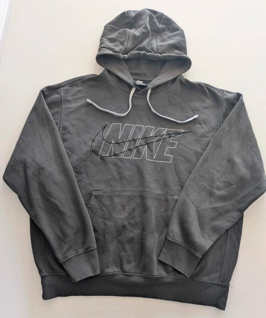 Nike Grey Pullover Hoodie Large L Swoosh Logo