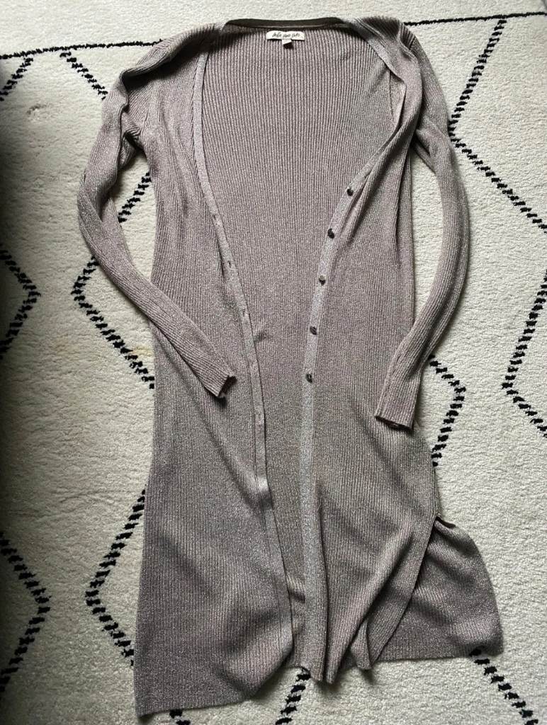 Gold shimmer long light summer cardigan Belle vere notte size 10