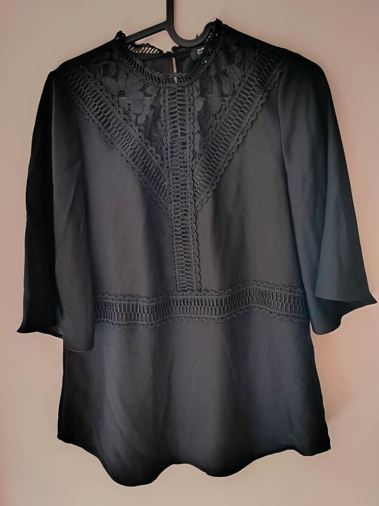 River Island size 8 black blouse top with lace