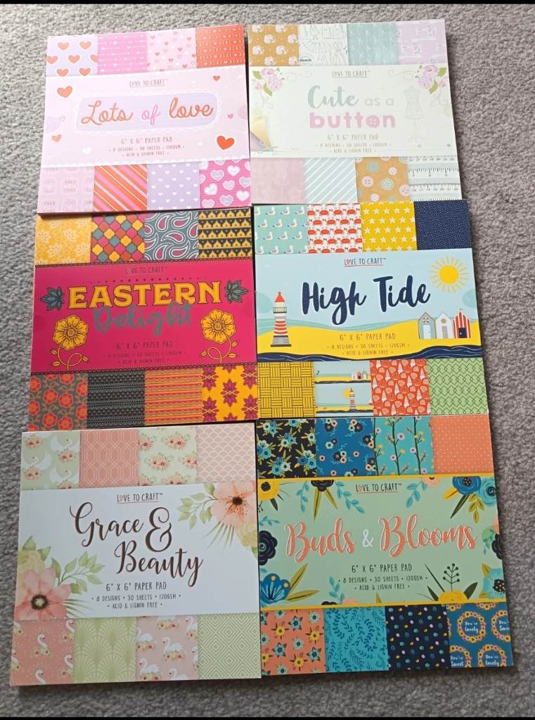 Bundle of 6 scrapbooking paper pads from love to craft 6x6 inches