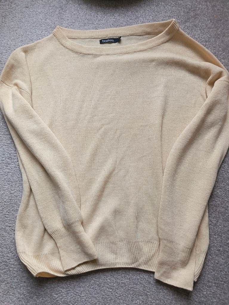 Boohoo size small s 6 8 10 cream beige jumper
