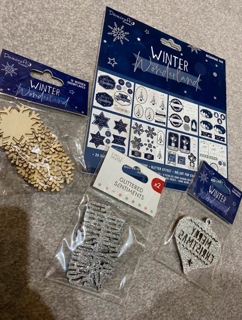 Dovecraft bundle winter wonderland 8x8 paper pad and 3 packs of embellishments