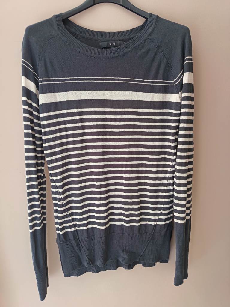 Next grey and white striped lightweight jumper size 6