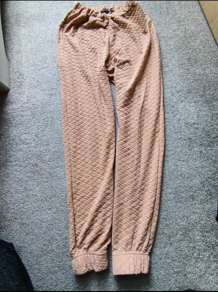Nasty Gal size 8 peach / nude waffle lounge pants joggers