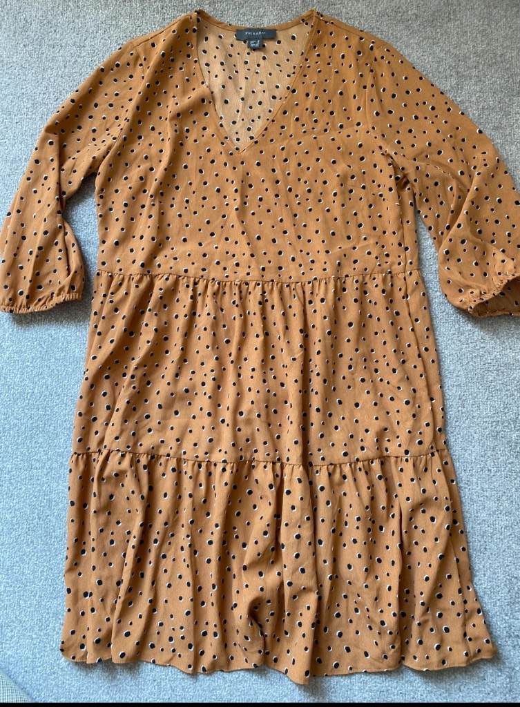 Primark mustard gold floaty dress size 8