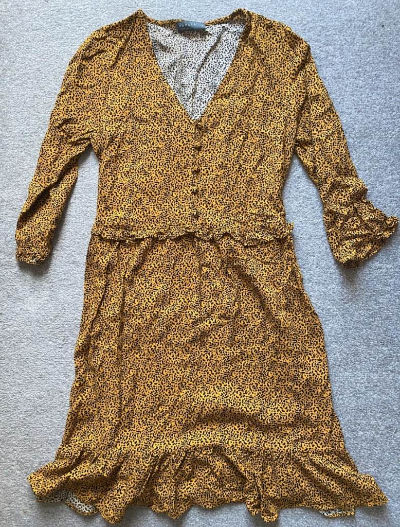 Papaya mustard yellow and black dress size 8
