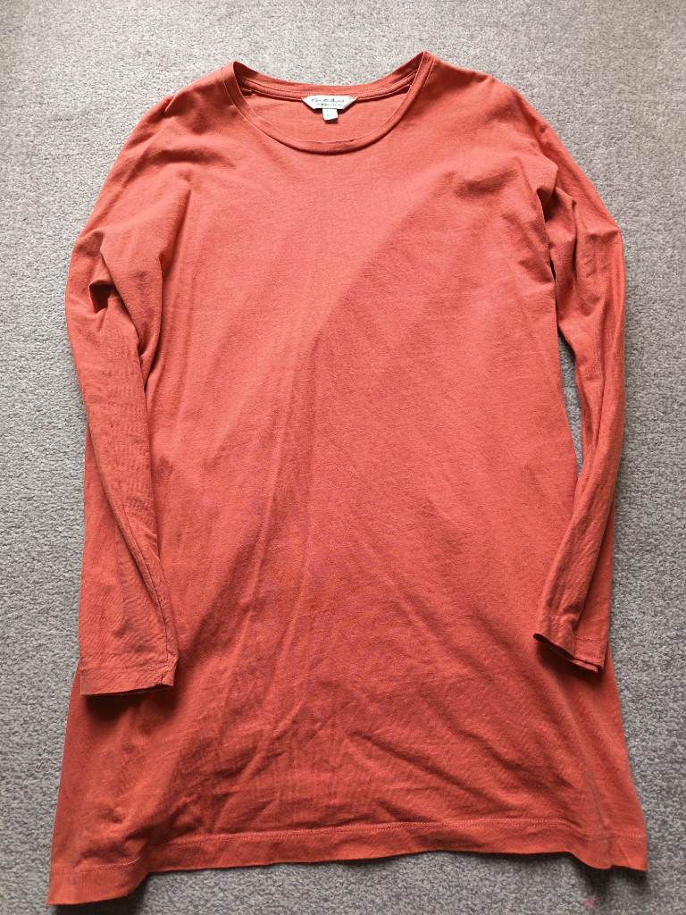 Miss Selfridge size small 8 / 10 casual coral orange long sleeve T-shirt dress orange tshirt
