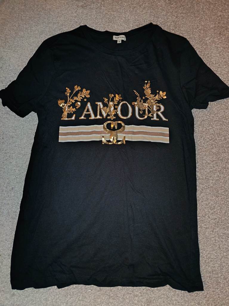 River Island L'Amour black casual tshirt top size 8