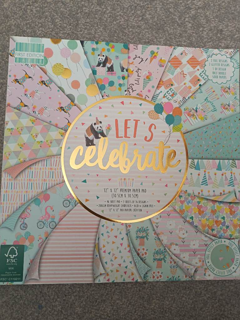 Let's Celebrate 12" X 12" Scrapbooking paper pad birthday party theme First Edition