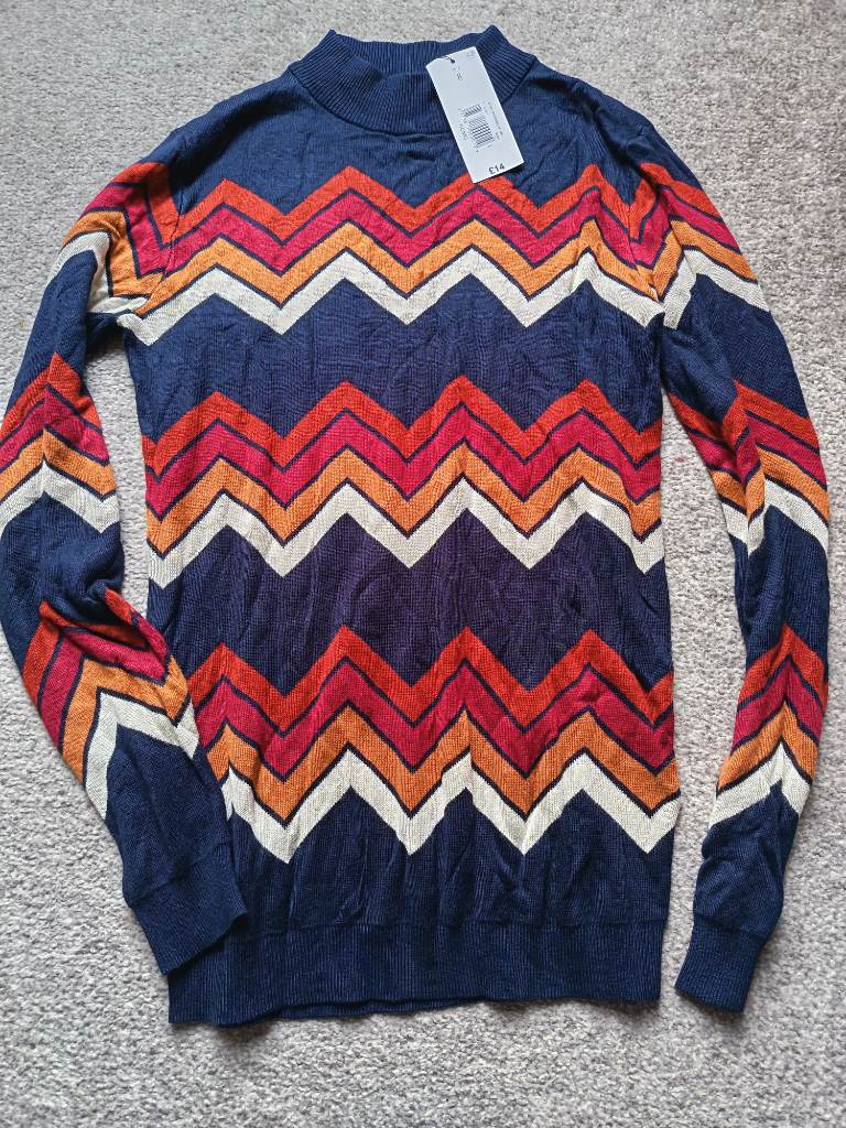 Papaya size 8 brand new with tags chevron striped light jumper retro colours