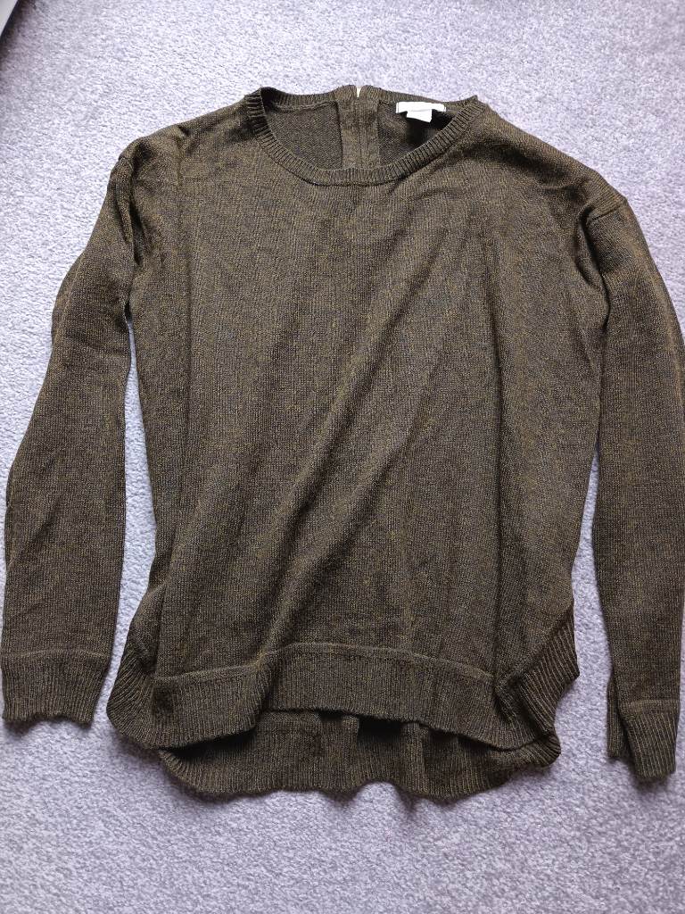 H&M olive green jumper size XS 4 6 8 khaki zip up