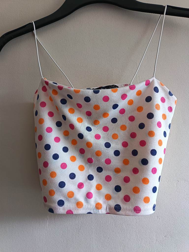 Boohoo colourful spotty polka dot crop vest top