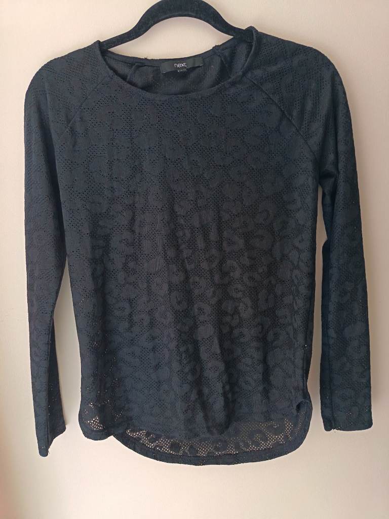 Next size 6 light jumper black leopard print pointelle