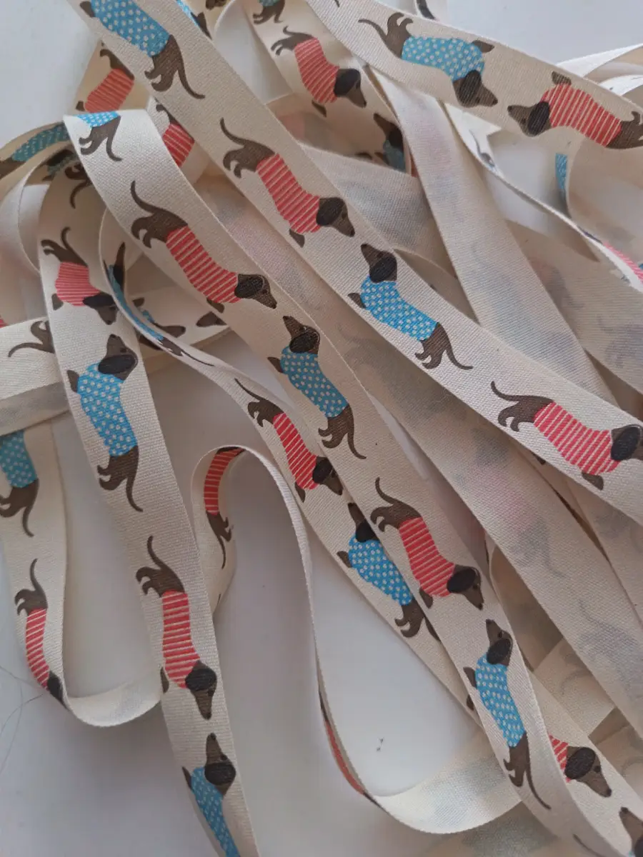 8 metres of dachshund sausage dog cotton ribbon