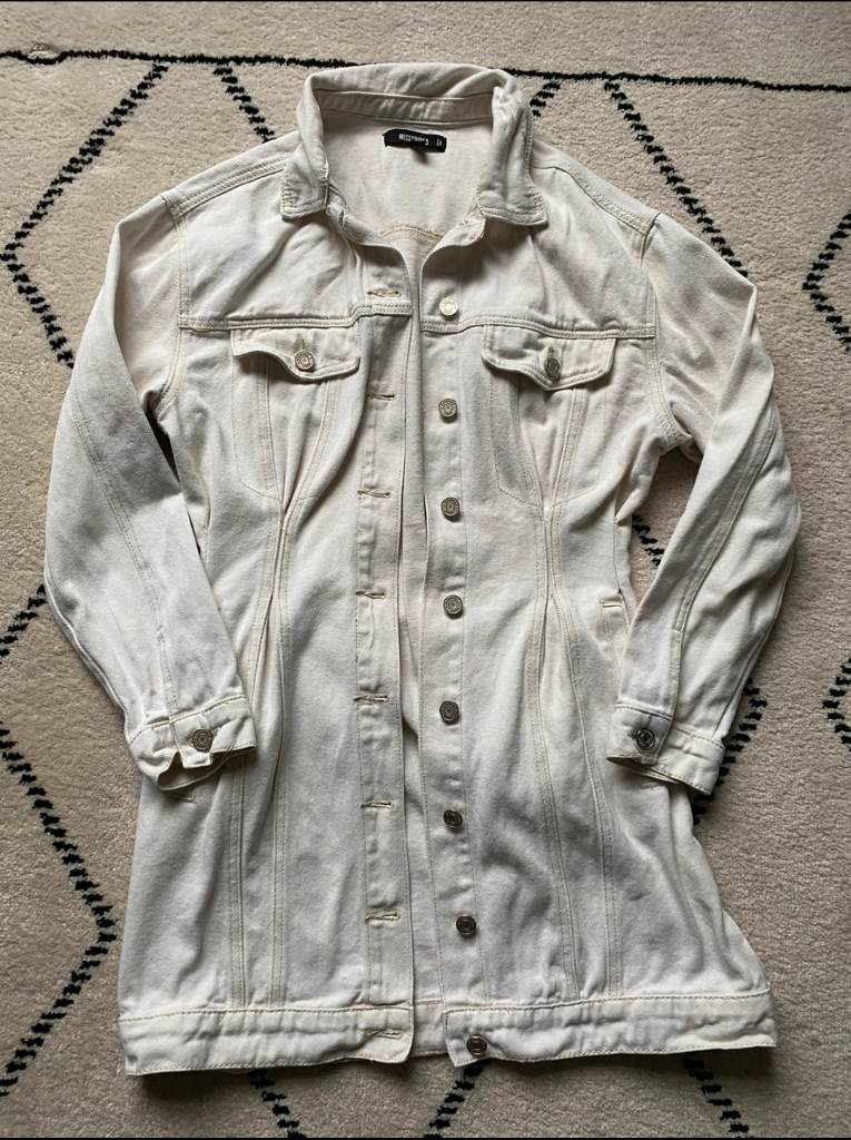 Missguided Cinched waist cream denim jacket dress
