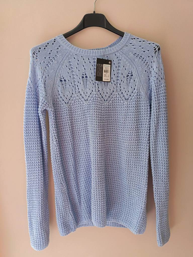 Primark size 6 pale blue jumper brand new with tags crochet style summer