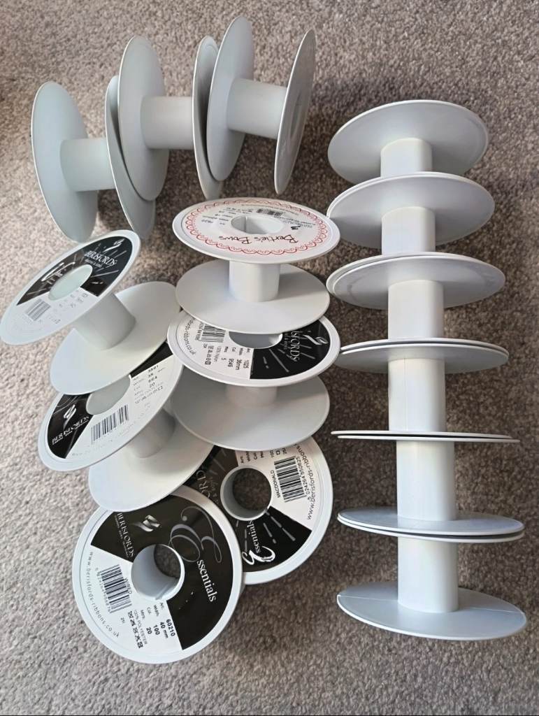 15 x plastic spools reels bobbins for ribbon storage 40mm width