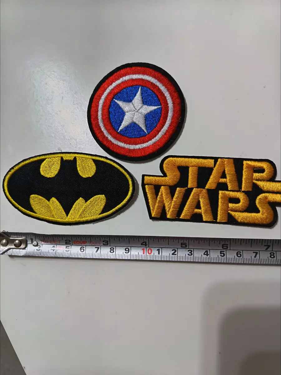 Bundle of 3 iron on patches star Wars captain America Batman marvel comic book theme