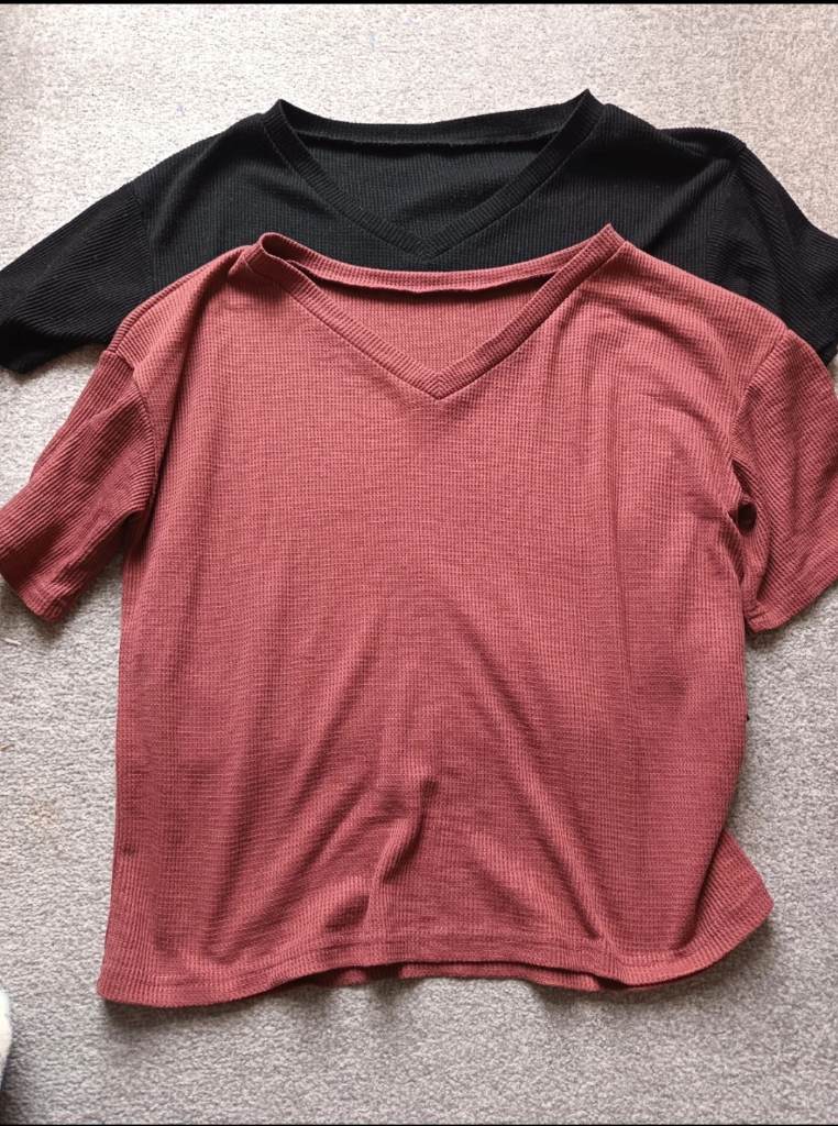 Bundle of 2 shein casual waffle gym tops short sleeves loose lounge