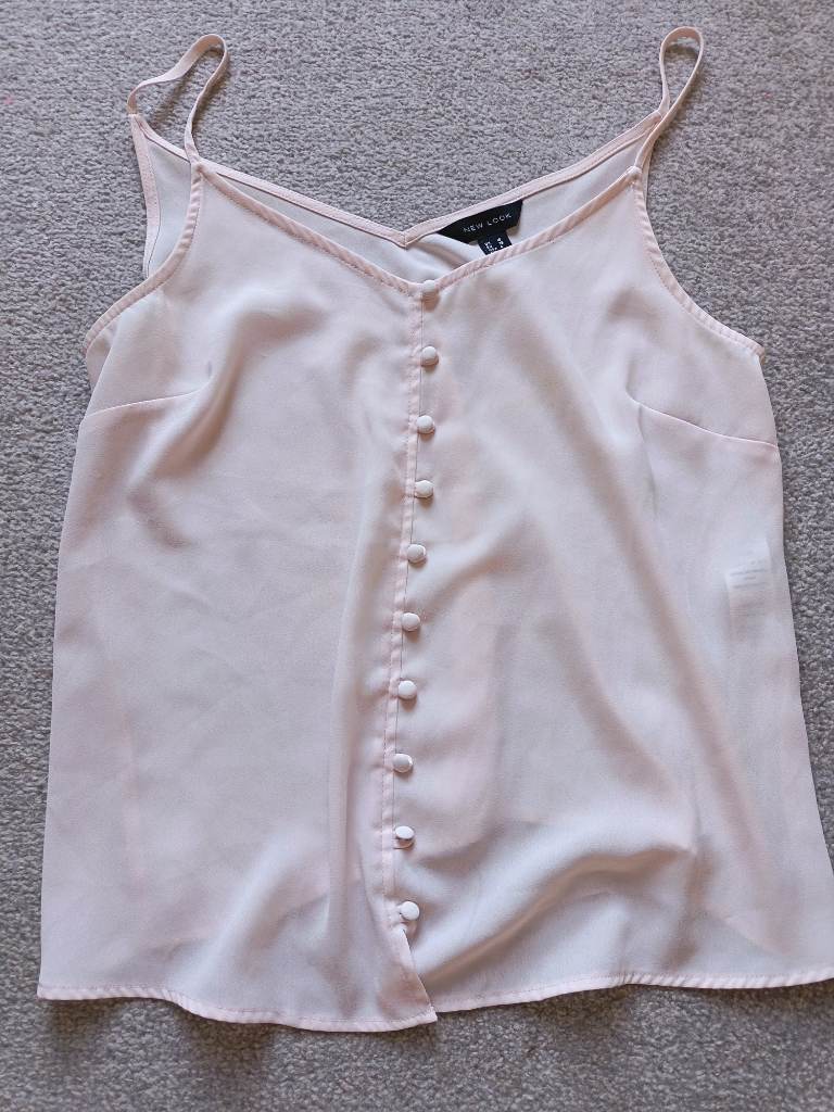 New look size 8 / 10 very light pink floaty vest top cami with buttons
