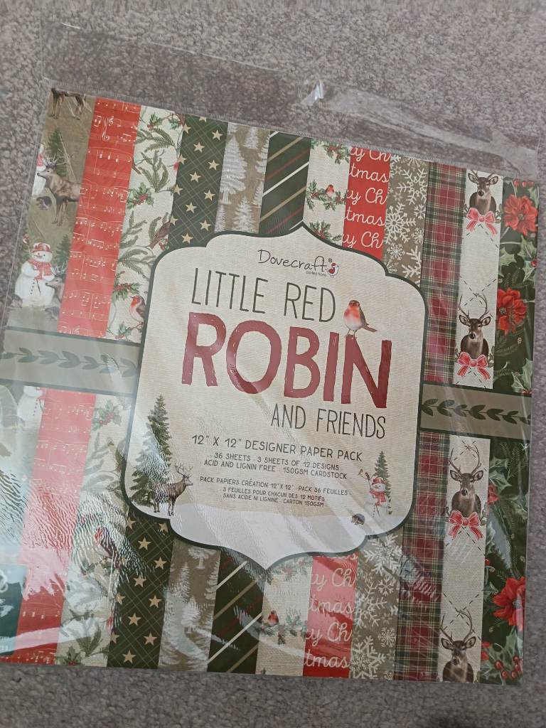12x12 inch paper pad Little Red Robin Dovecraft christmas theme