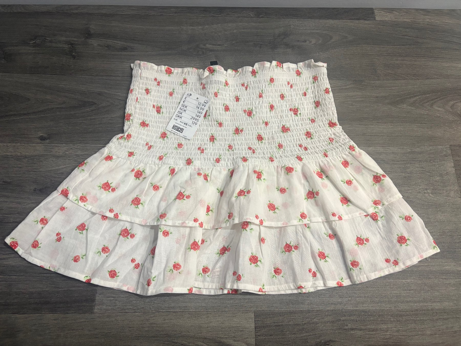Brand New H&M Bandeau Rose Pattern Sleeveless Top Size XS