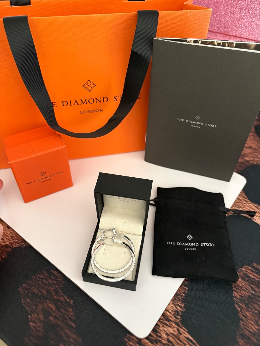 The diamond store, diamond sterling silver hoop earrings rrp £199