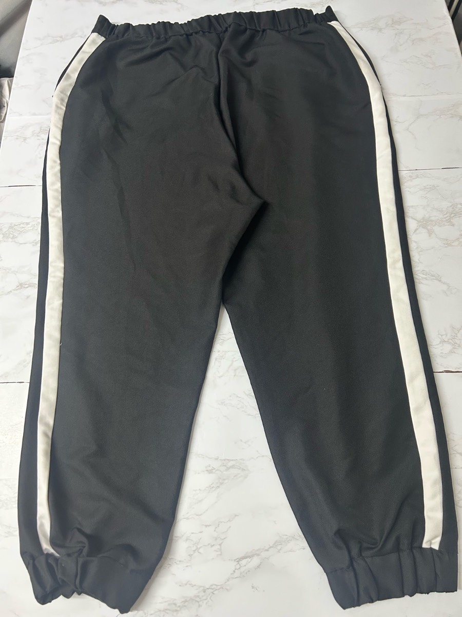 ASOS Y2K Aesthetic Black Track Pants with White Side Stripe – Elastic Waist & Cuffs