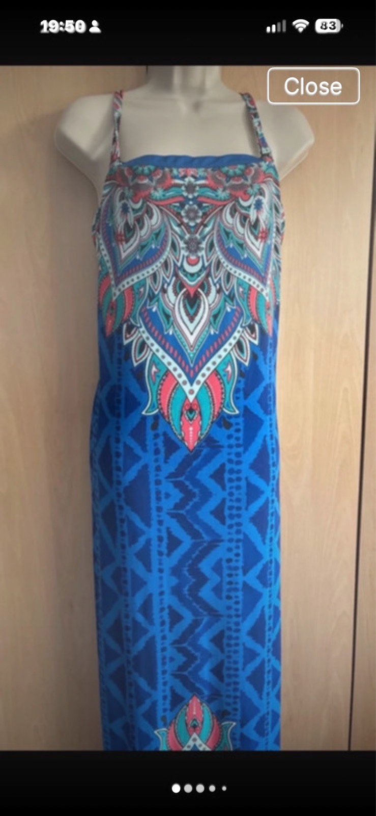Joe Browns strappy maxi dress vibrant blue paisley with detachable straps size 18 length 57 inches