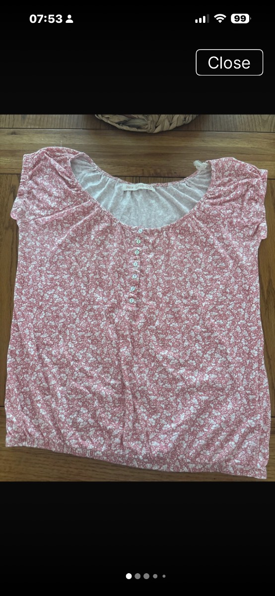 New Look cotton shirt sleeve top elastic hem size 12