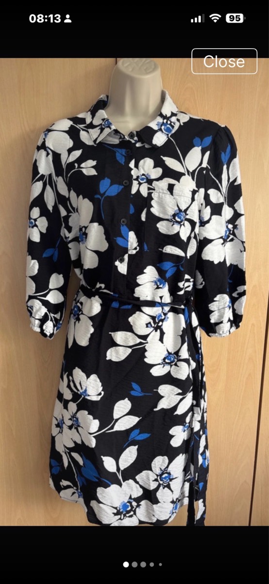 F & F shirt dress with detachable belt and breast pocket size 10 length 37 inches
