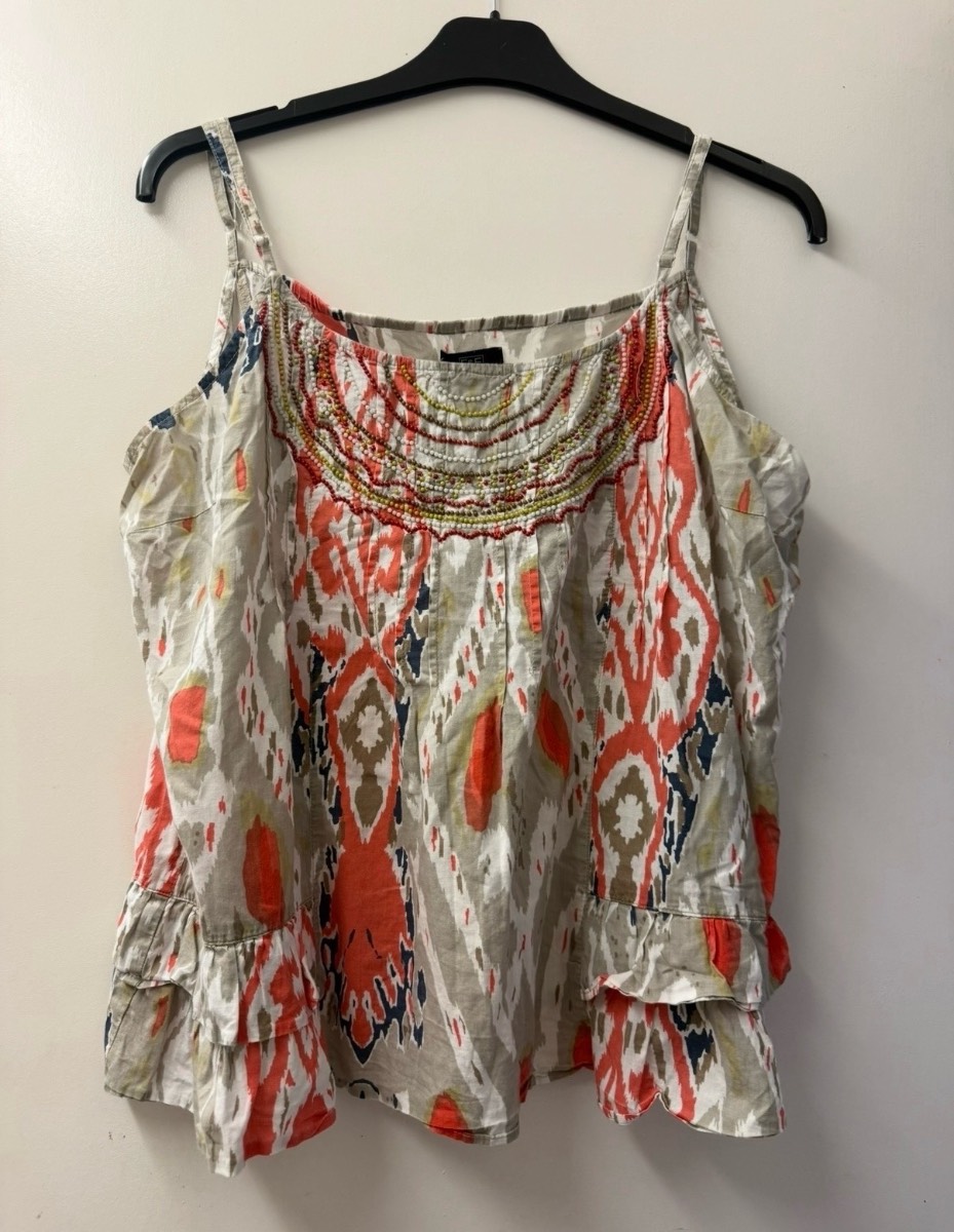 Y2K Vintage F&F Coral & Grey Beaded Cami In Size 12.