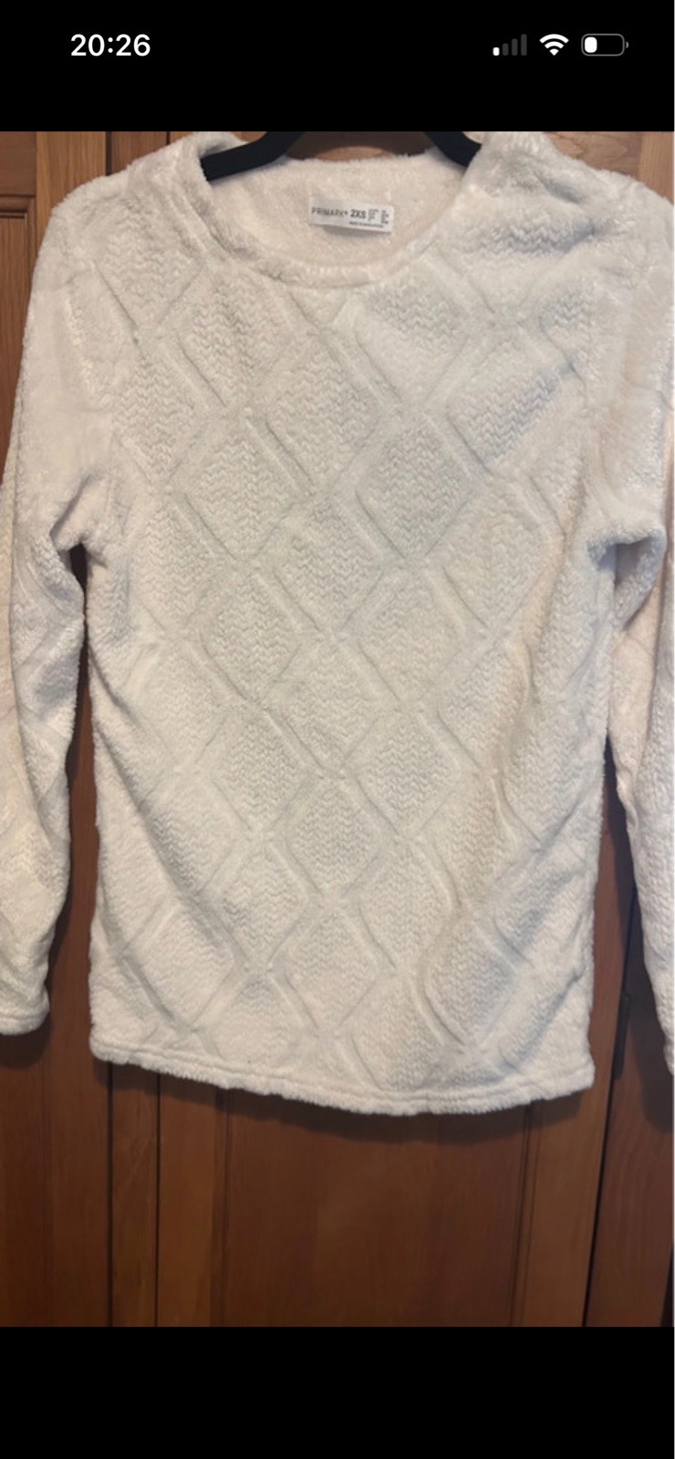 Primark White Textured Jumper – 2XS | Soft Cosy Knit