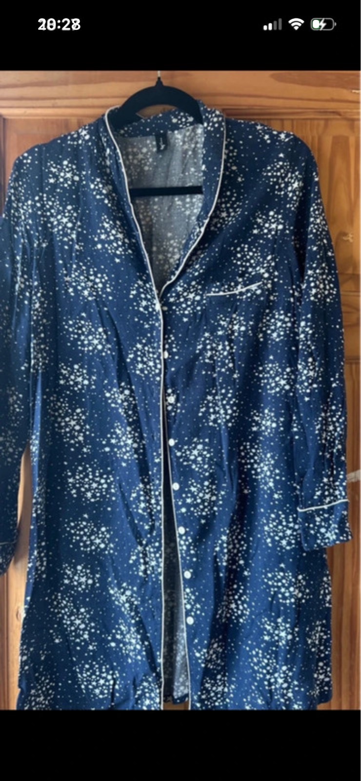 Pour Moi Navy Star Nightshirt – Size 12 – Cosy Button‑Down Sleepwear