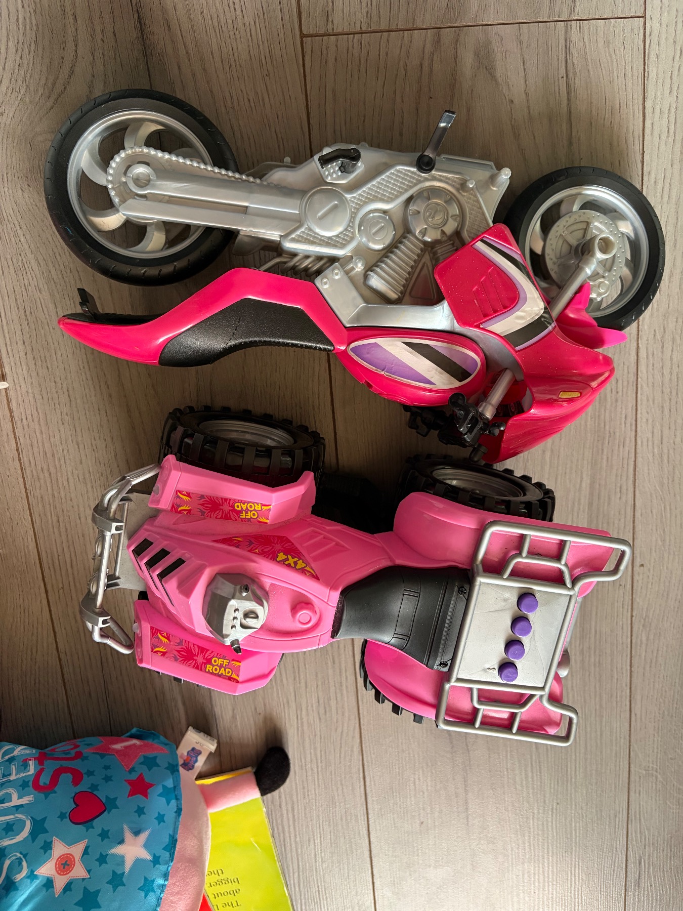 Unisex kids PINK TOY MOTORCYCLE & OFF-ROAD QUAD/ATV BUNDLE – 2 VEHICLES