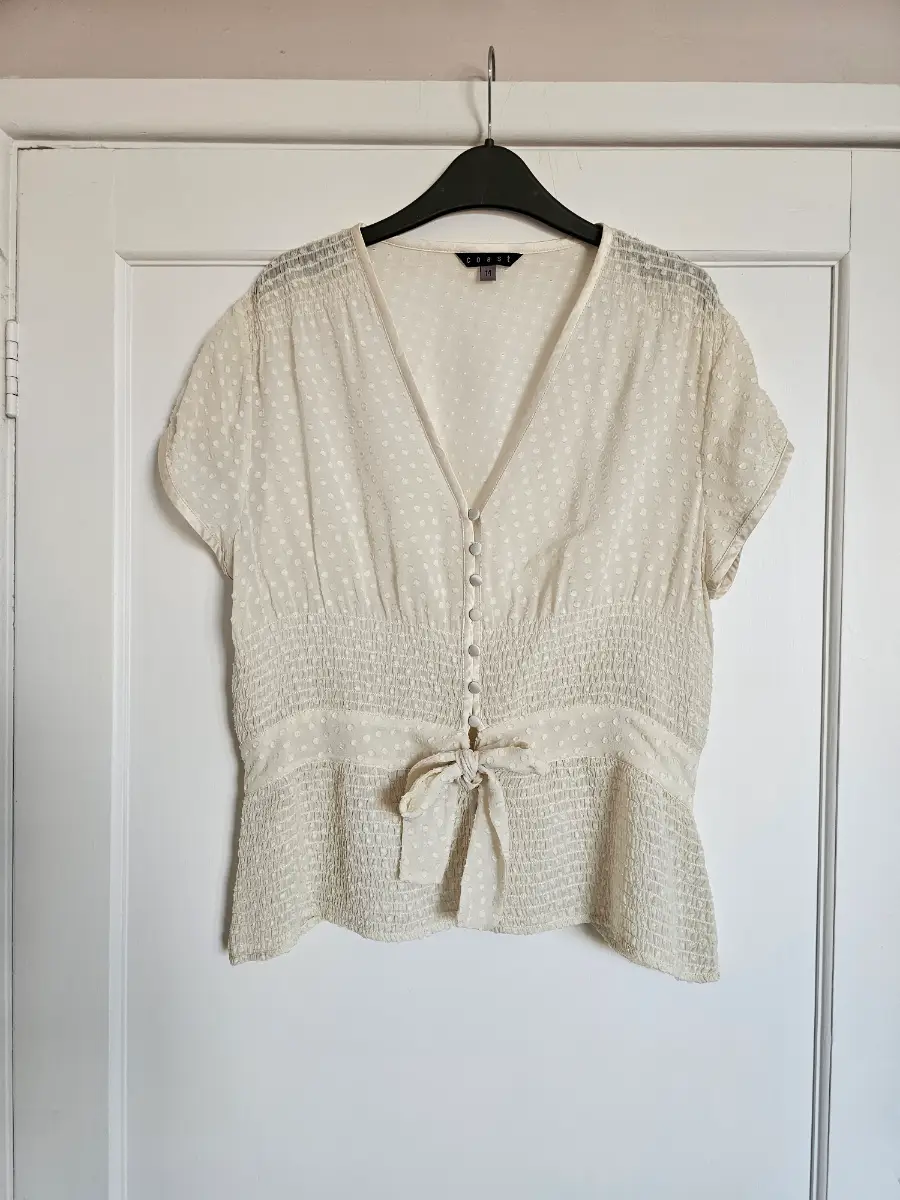 COAST 100% Silk Ivory Ladies Blouse size 14