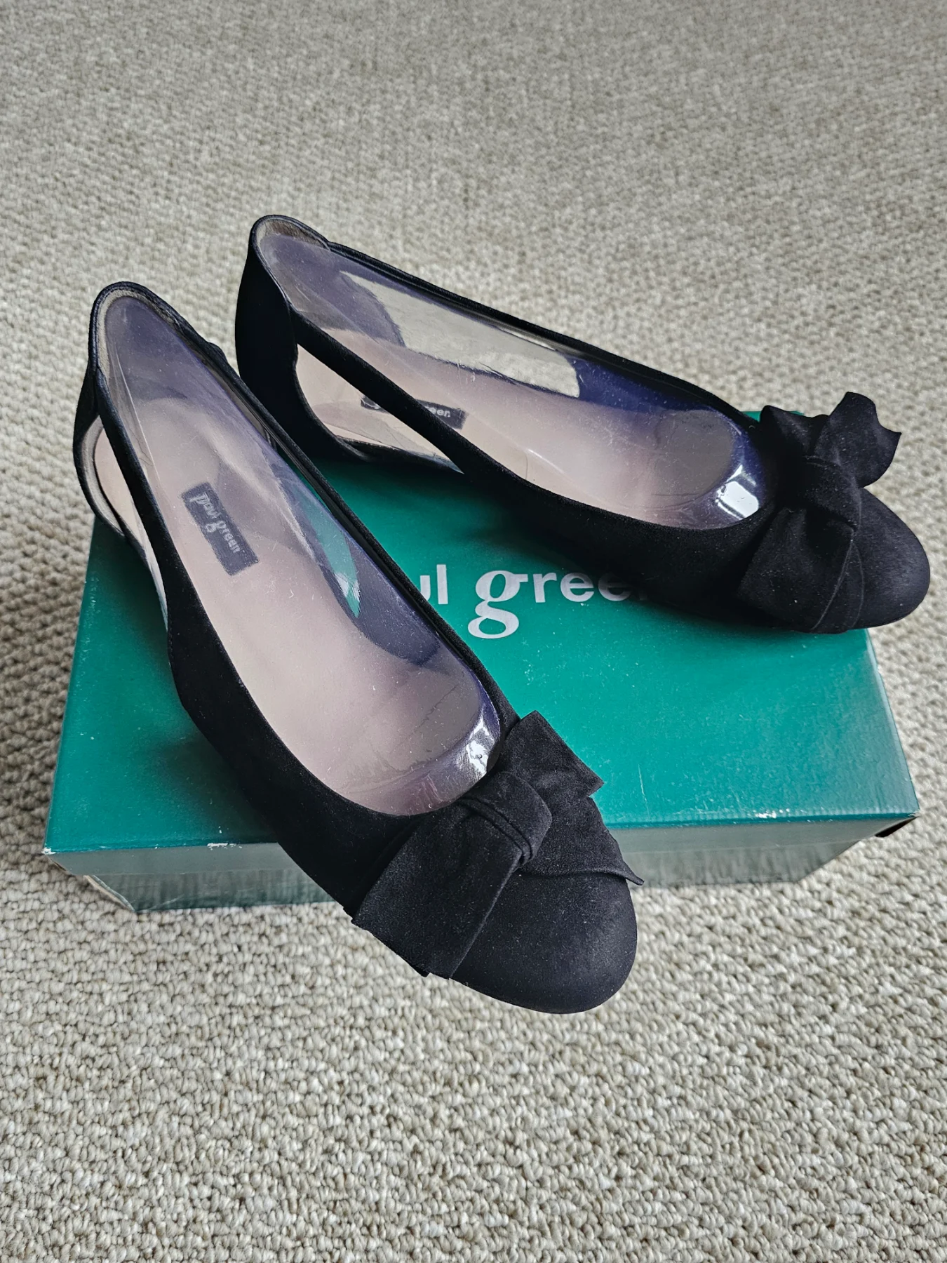 Paul Green RRP £140 Black Leather Suede Ballerina Pumps size 7UK